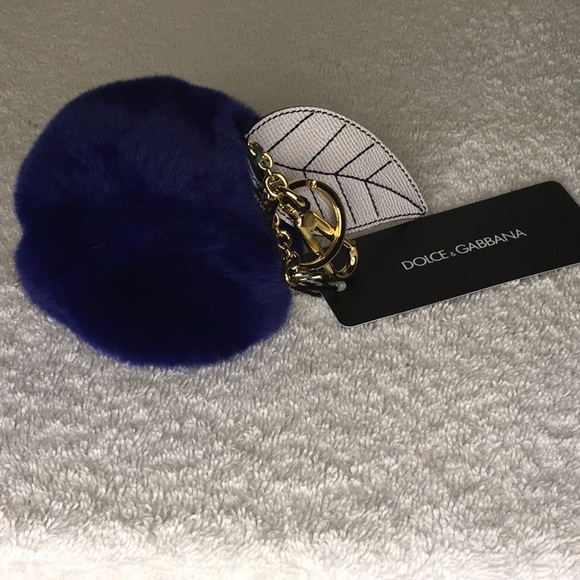 Dolce&Gabbana Blue Fur 'Blueberry' Motif Bag Charm with Goldtone Hardware (6.3") - Picture 2 of 7